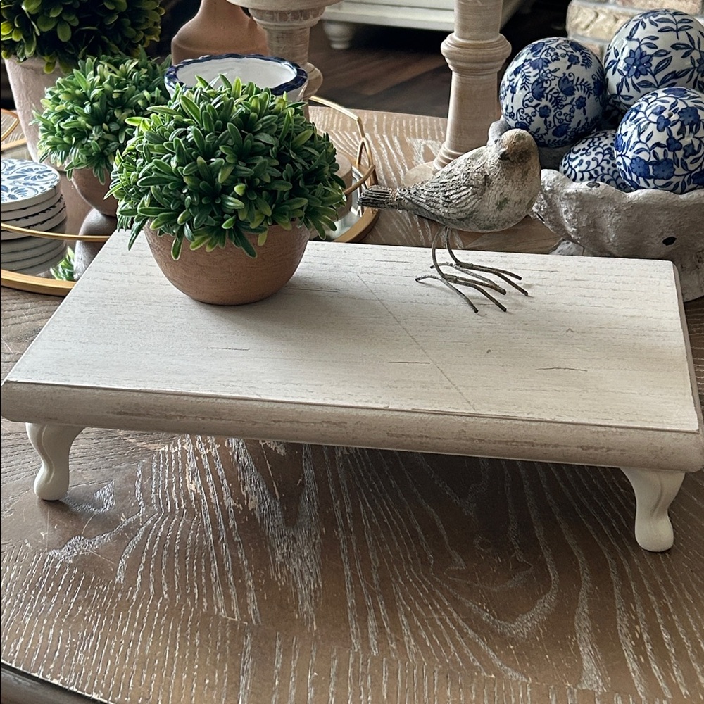 NEW! DISTRESSED Cottage Farmhouse Shabby CHIC WOOD & Metal Foot Display Riser